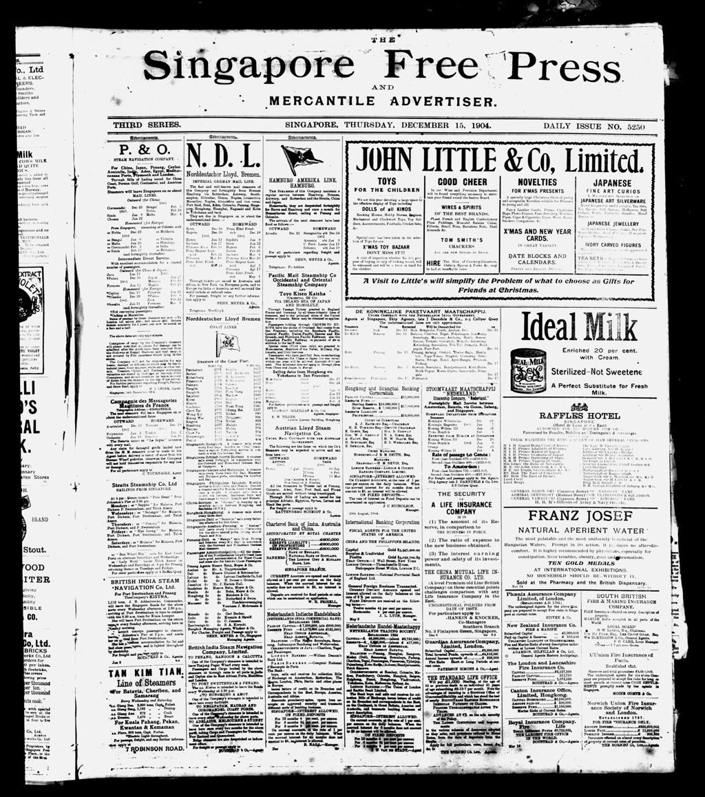 Miniature of Singapore Free Press and Mercantile Advertiser 15 December 1904