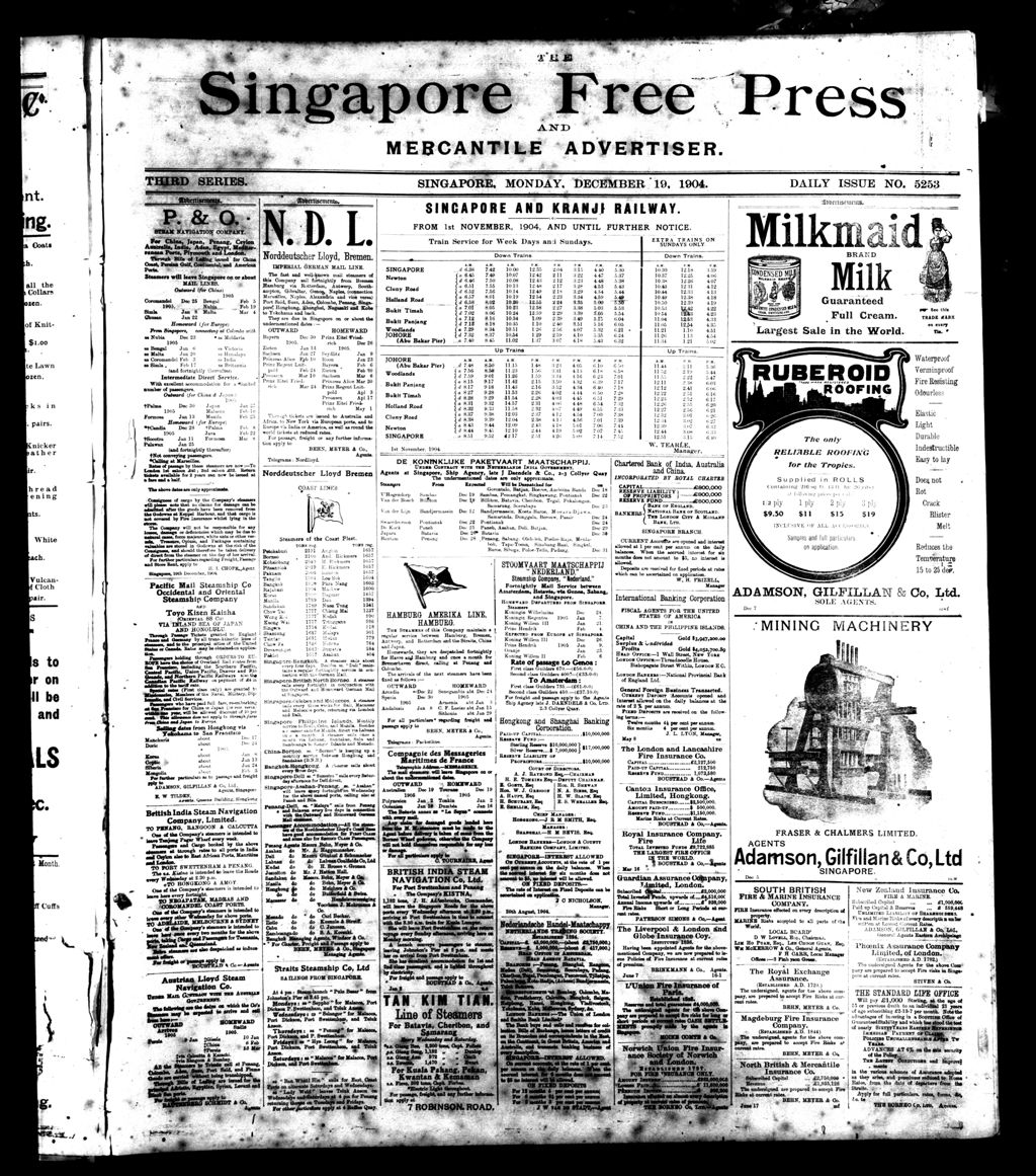 Miniature of Singapore Free Press and Mercantile Advertiser 19 December 1904