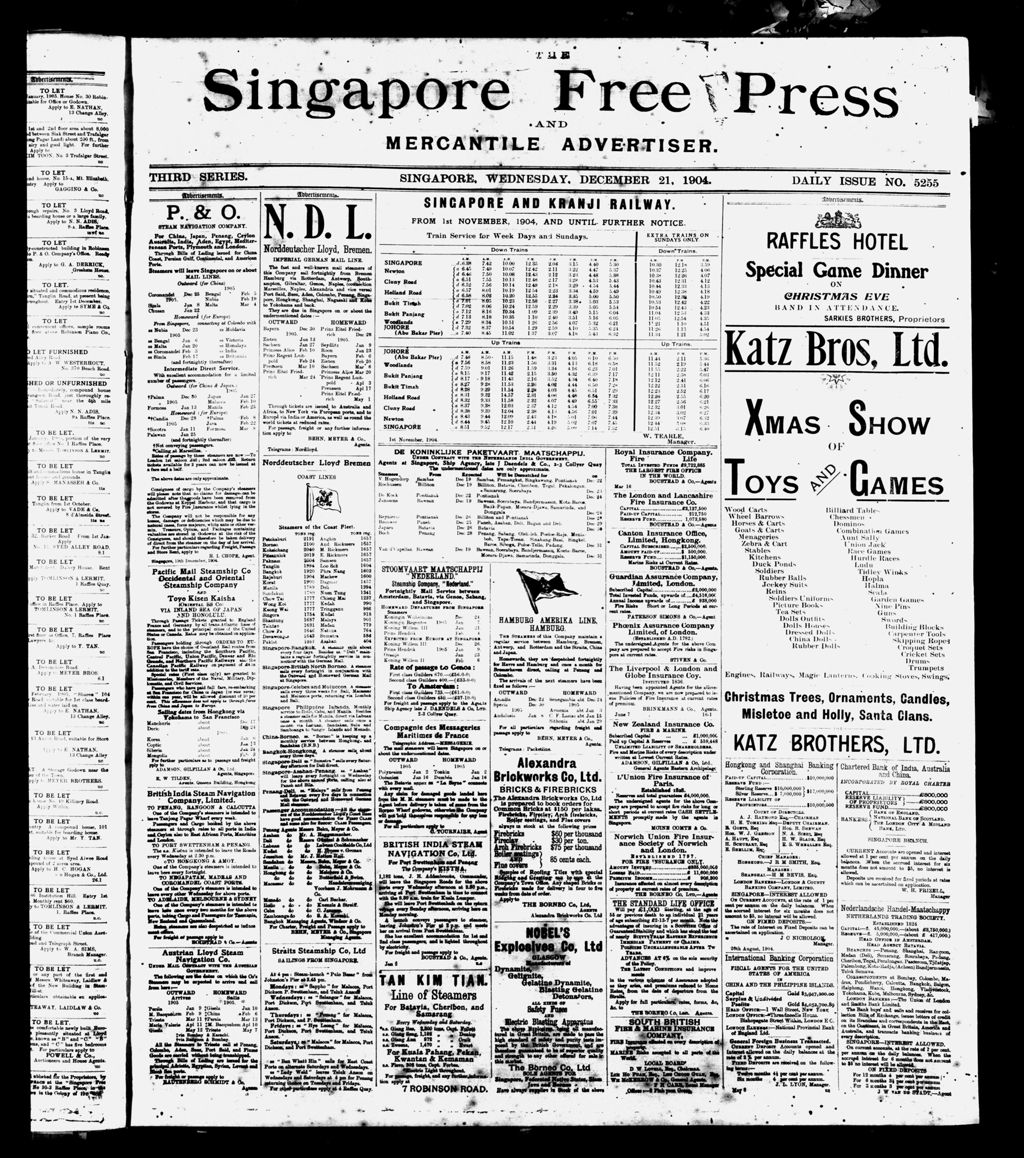 Miniature of Singapore Free Press and Mercantile Advertiser 21 December 1904