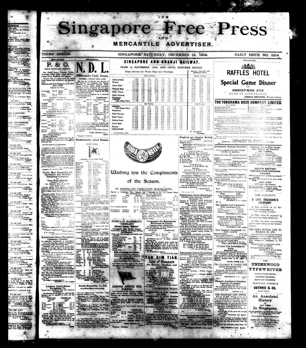 Miniature of Singapore Free Press and Mercantile Advertiser 24 December 1904