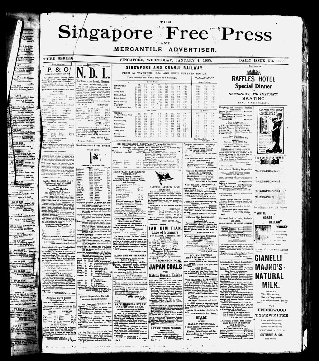 Miniature of Singapore Free Press and Mercantile Advertiser 04 January 1905