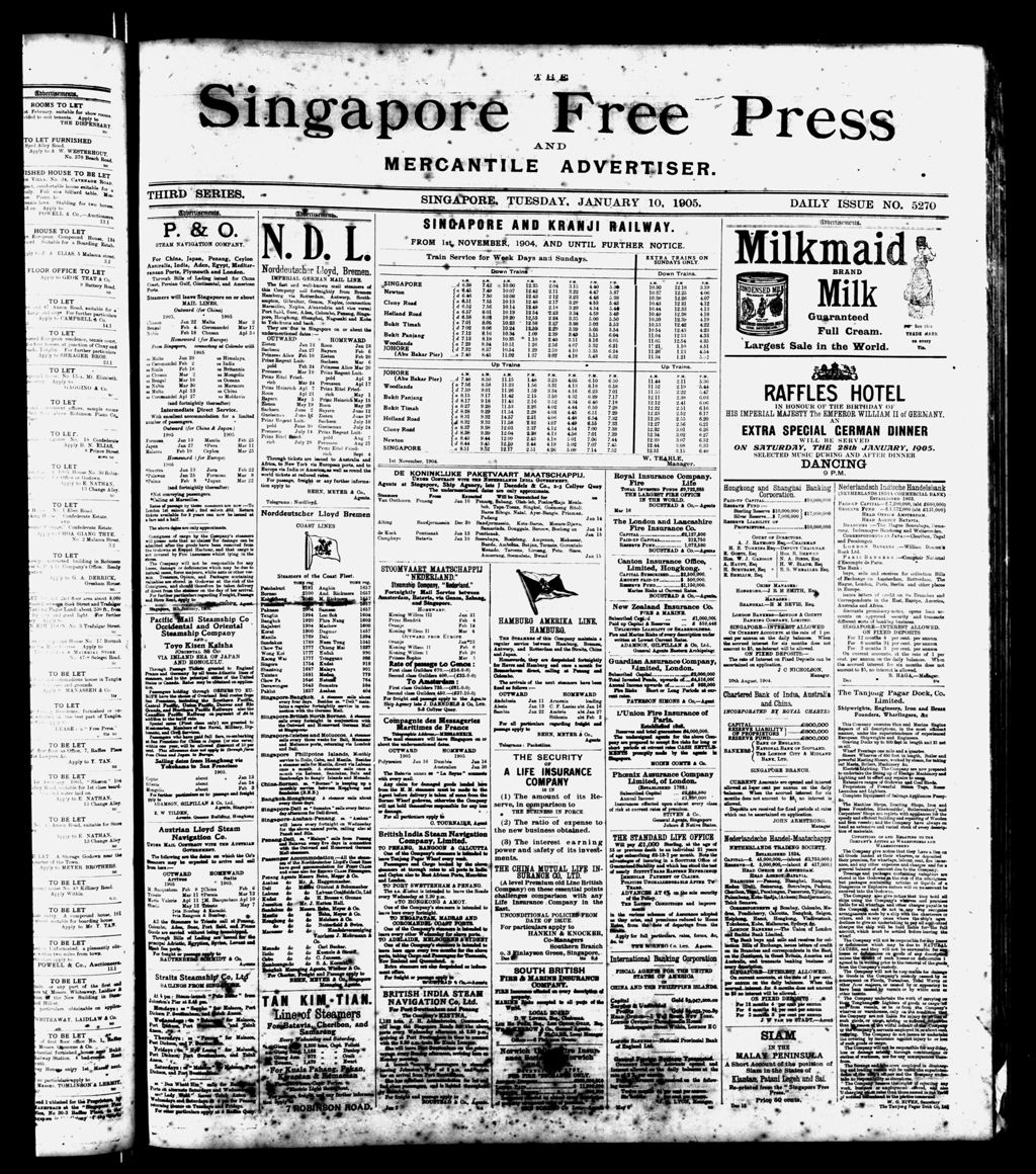 Miniature of Singapore Free Press and Mercantile Advertiser 10 January 1905