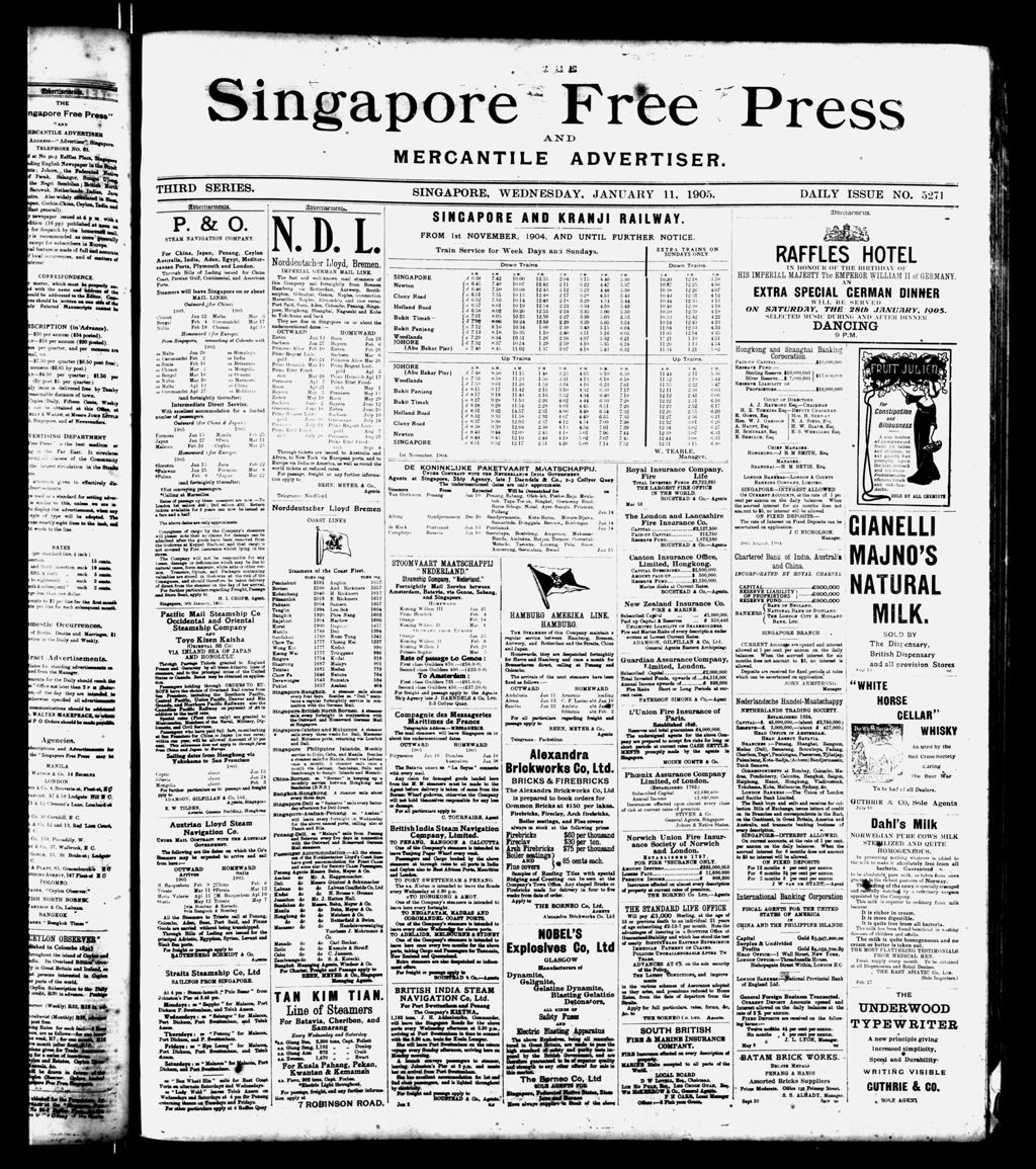 Miniature of Singapore Free Press and Mercantile Advertiser 11 January 1905