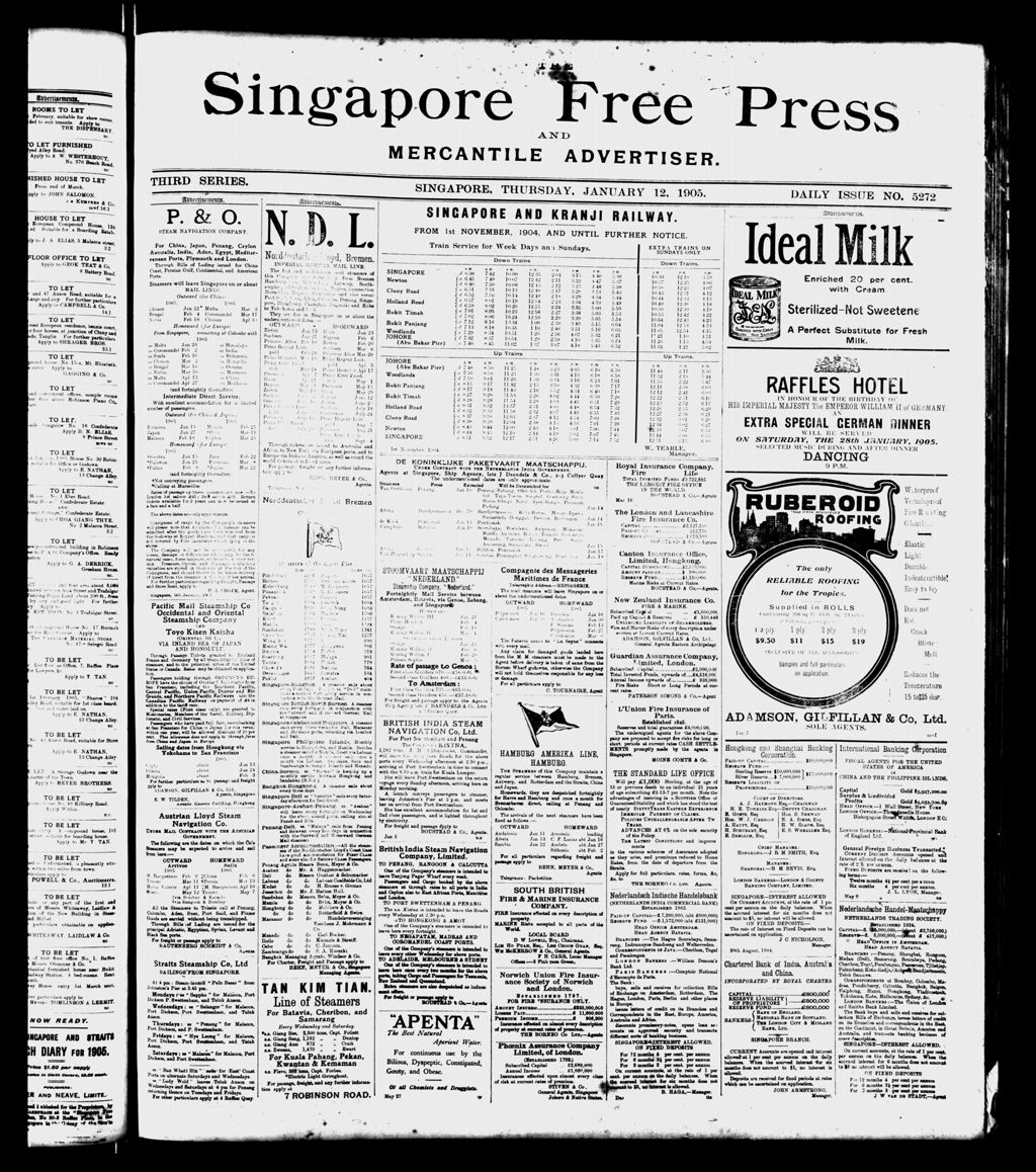 Miniature of Singapore Free Press and Mercantile Advertiser 12 January 1905