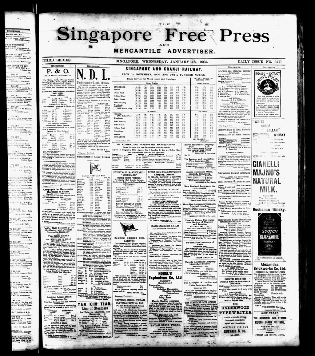 Miniature of Singapore Free Press and Mercantile Advertiser 18 January 1905