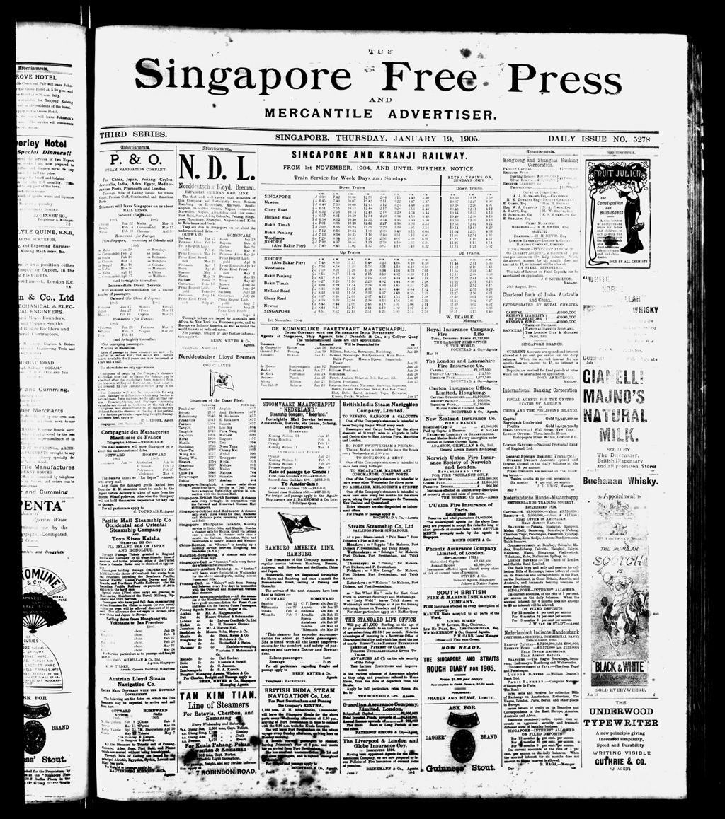 Miniature of Singapore Free Press and Mercantile Advertiser 19 January 1905