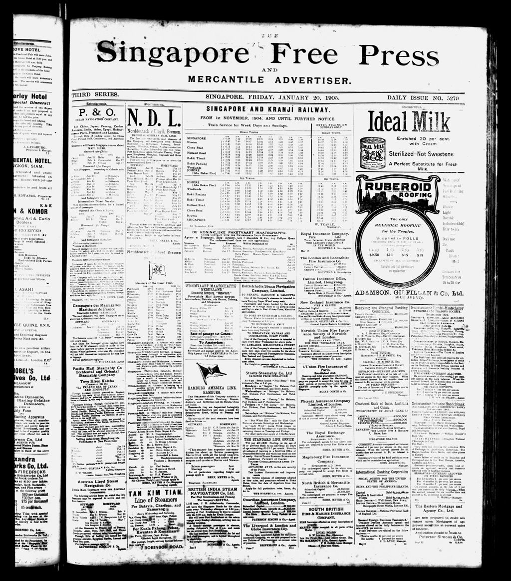 Miniature of Singapore Free Press and Mercantile Advertiser 20 January 1905