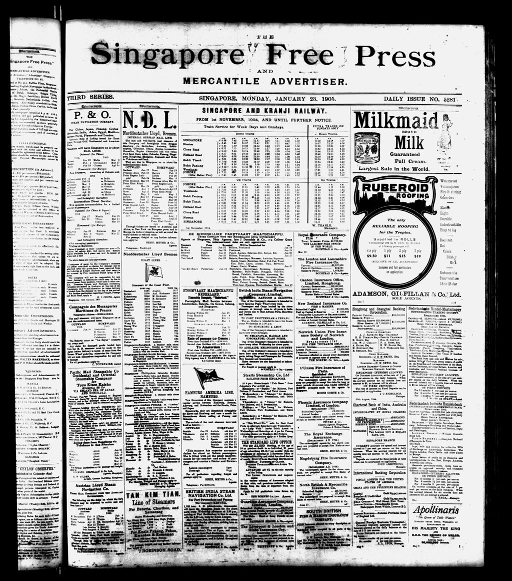 Miniature of Singapore Free Press and Mercantile Advertiser 23 January 1905