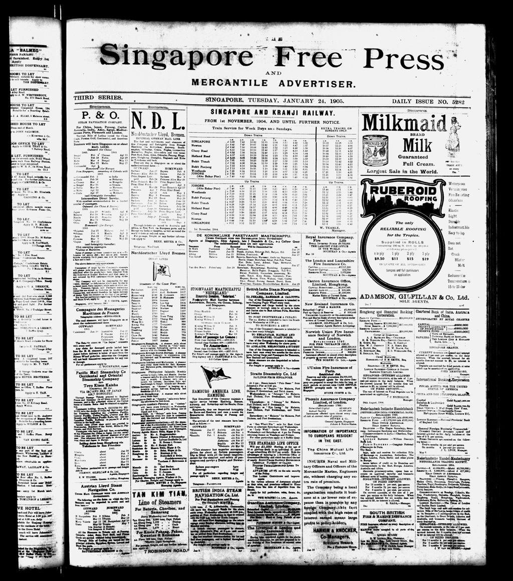 Miniature of Singapore Free Press and Mercantile Advertiser 24 January 1905