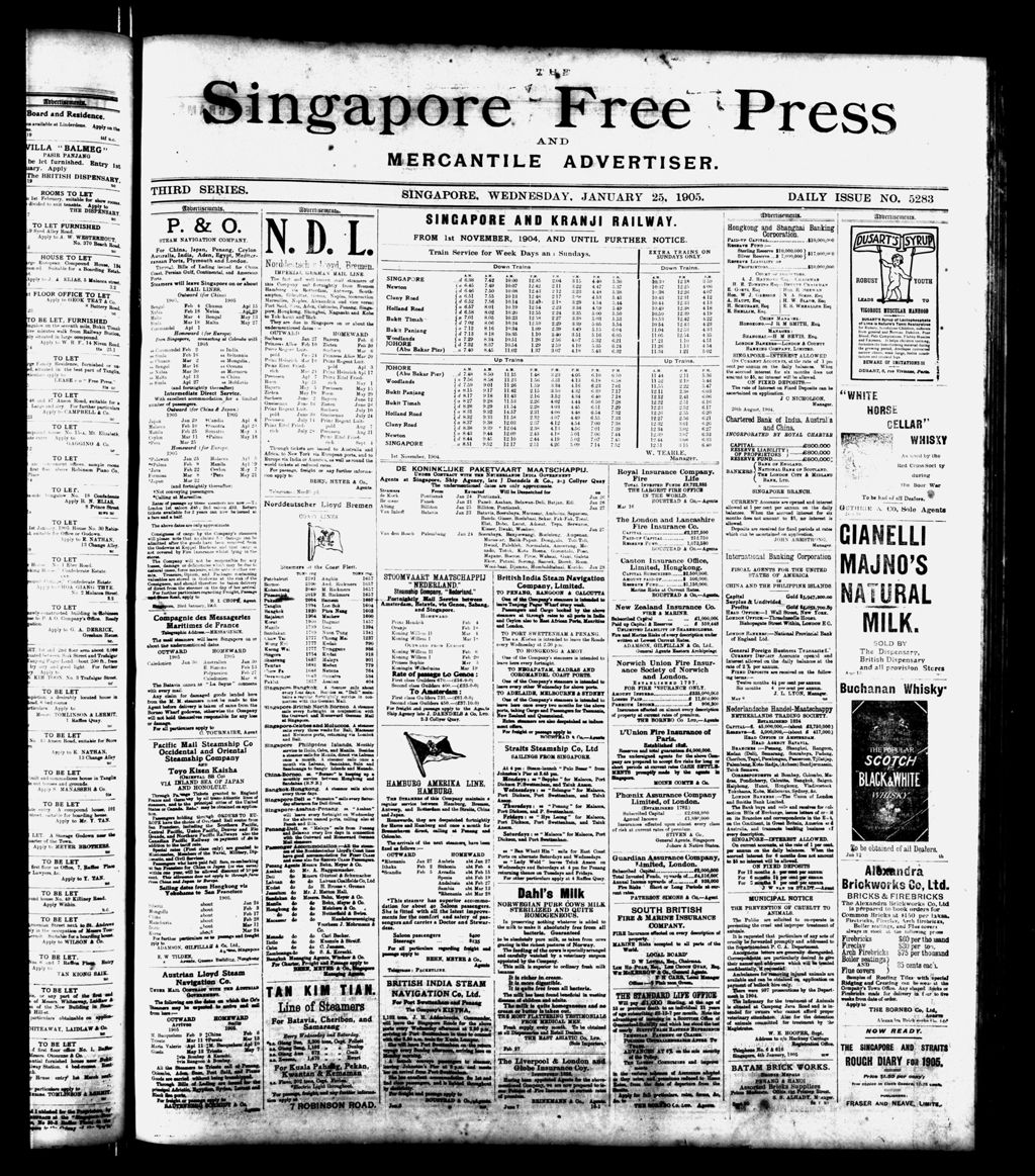 Miniature of Singapore Free Press and Mercantile Advertiser 25 January 1905