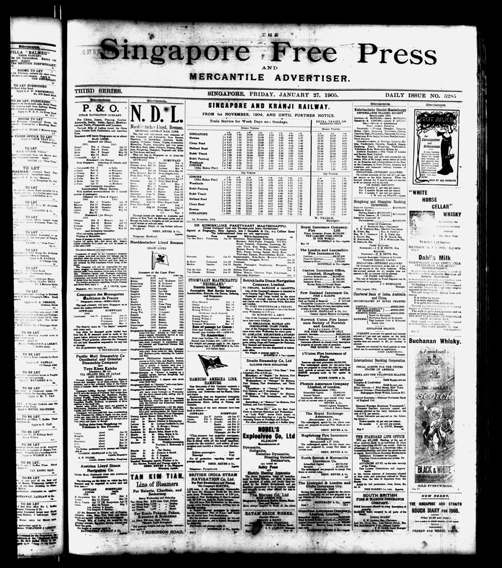 Miniature of Singapore Free Press and Mercantile Advertiser 27 January 1905