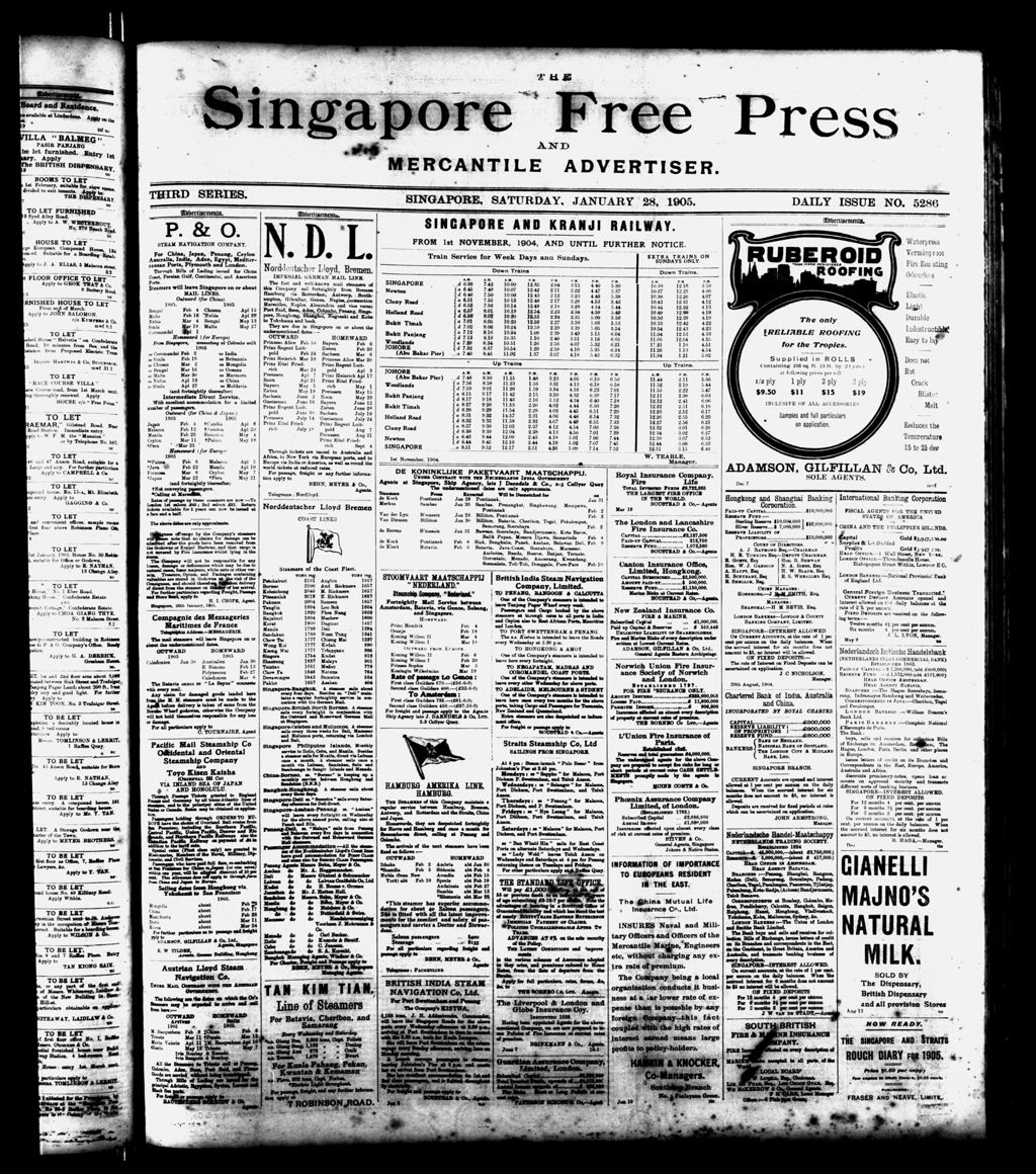 Miniature of Singapore Free Press and Mercantile Advertiser 28 January 1905