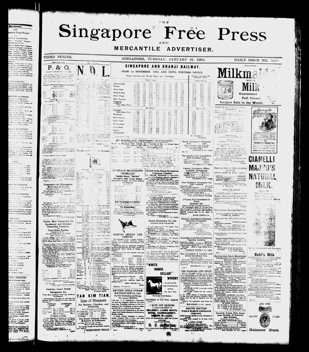 Miniature of Singapore Free Press and Mercantile Advertiser 31 January 1905