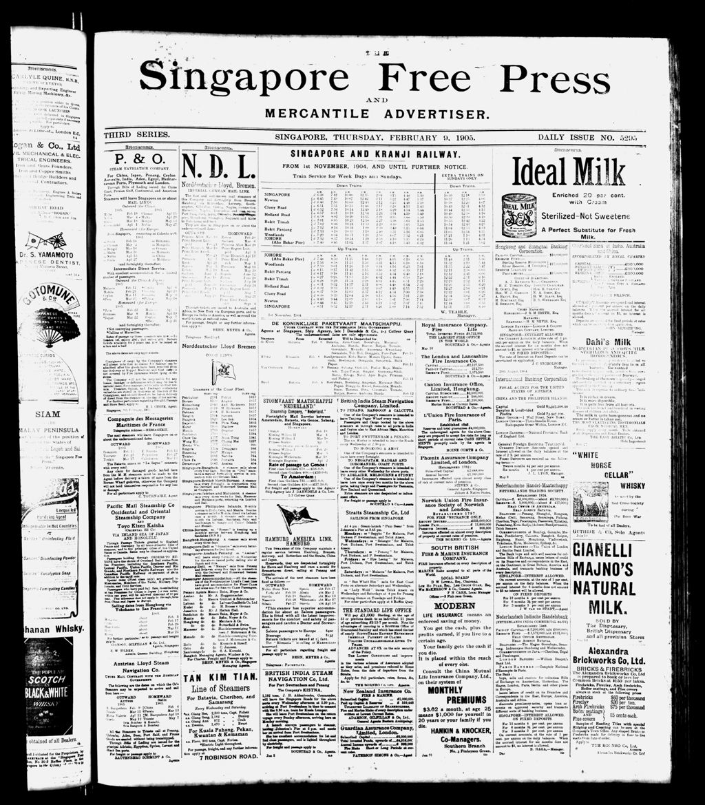 Miniature of Singapore Free Press and Mercantile Advertiser 09 February 1905