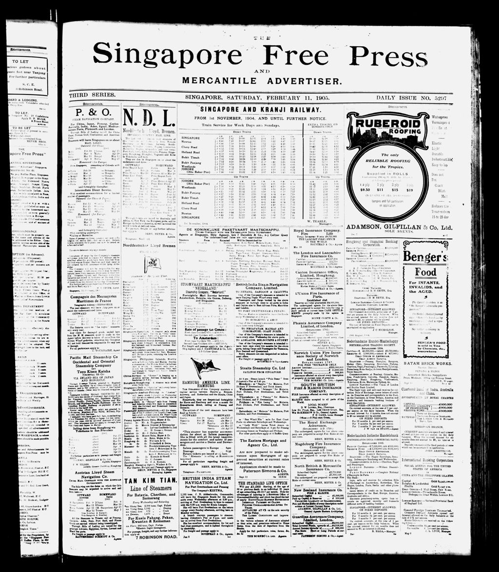 Miniature of Singapore Free Press and Mercantile Advertiser 11 February 1905