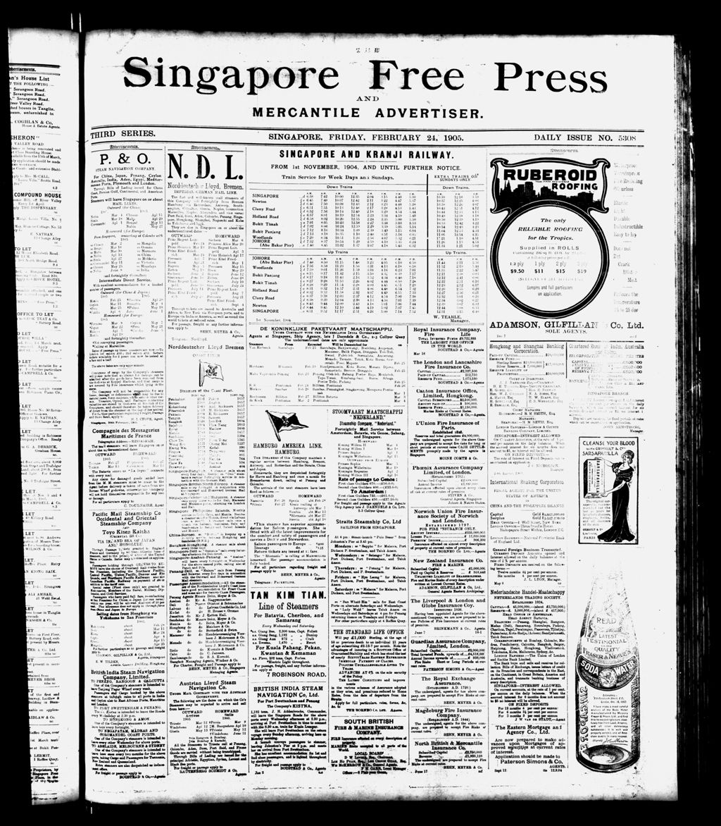 Miniature of Singapore Free Press and Mercantile Advertiser 24 February 1905