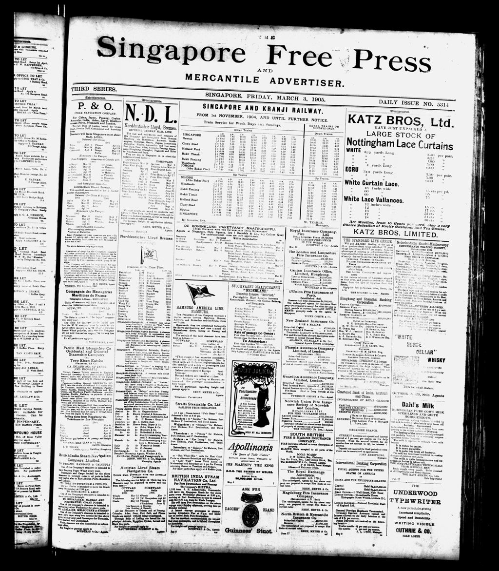 Miniature of Singapore Free Press and Mercantile Advertiser 03 March 1905