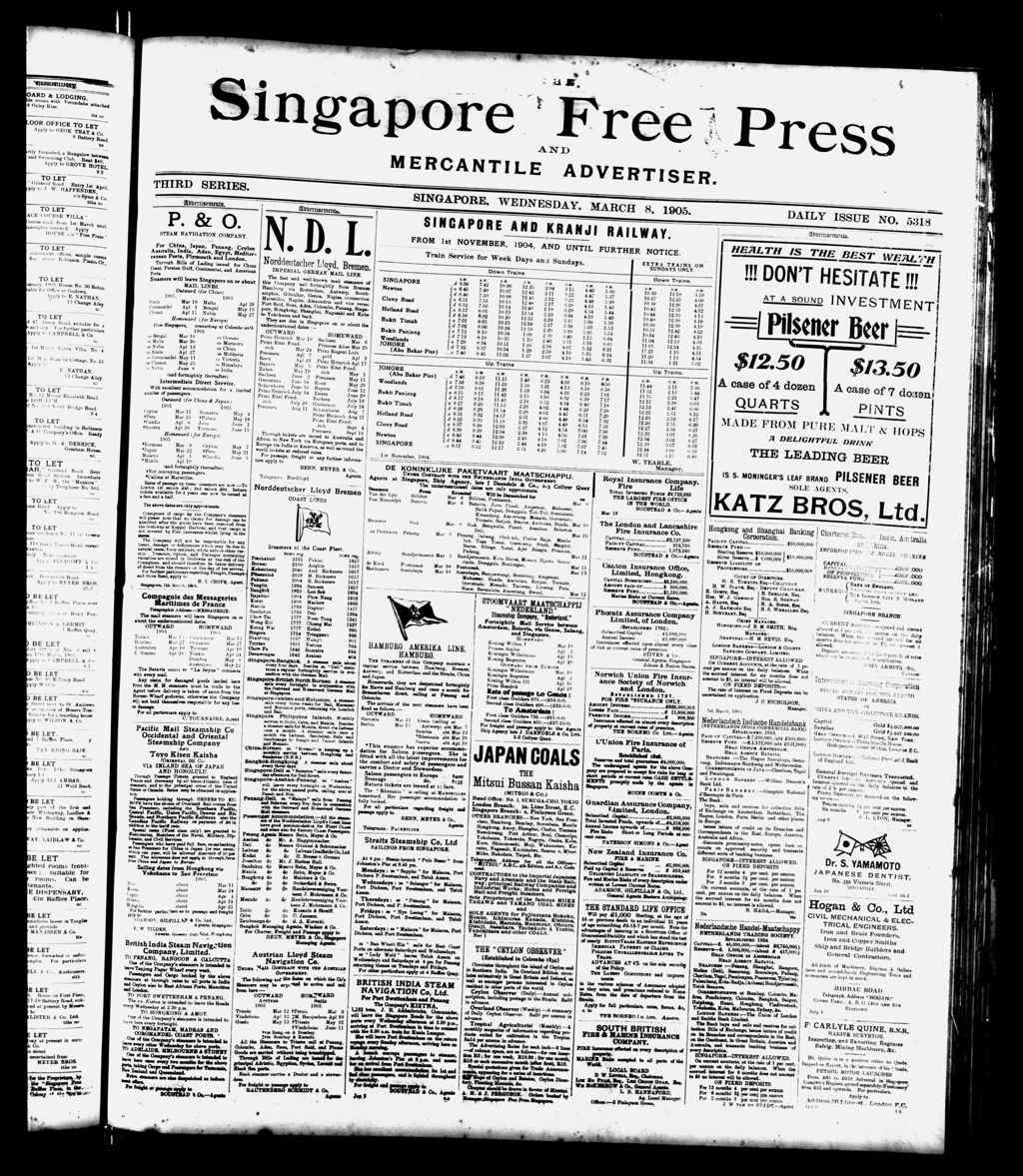 Miniature of Singapore Free Press and Mercantile Advertiser 08 March 1905