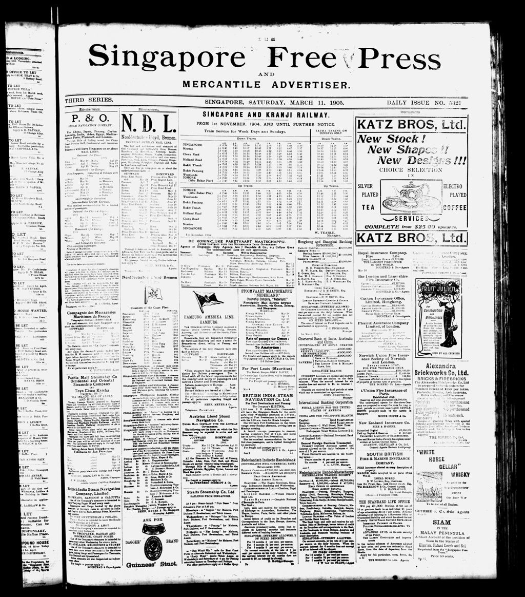 Miniature of Singapore Free Press and Mercantile Advertiser 11 March 1905