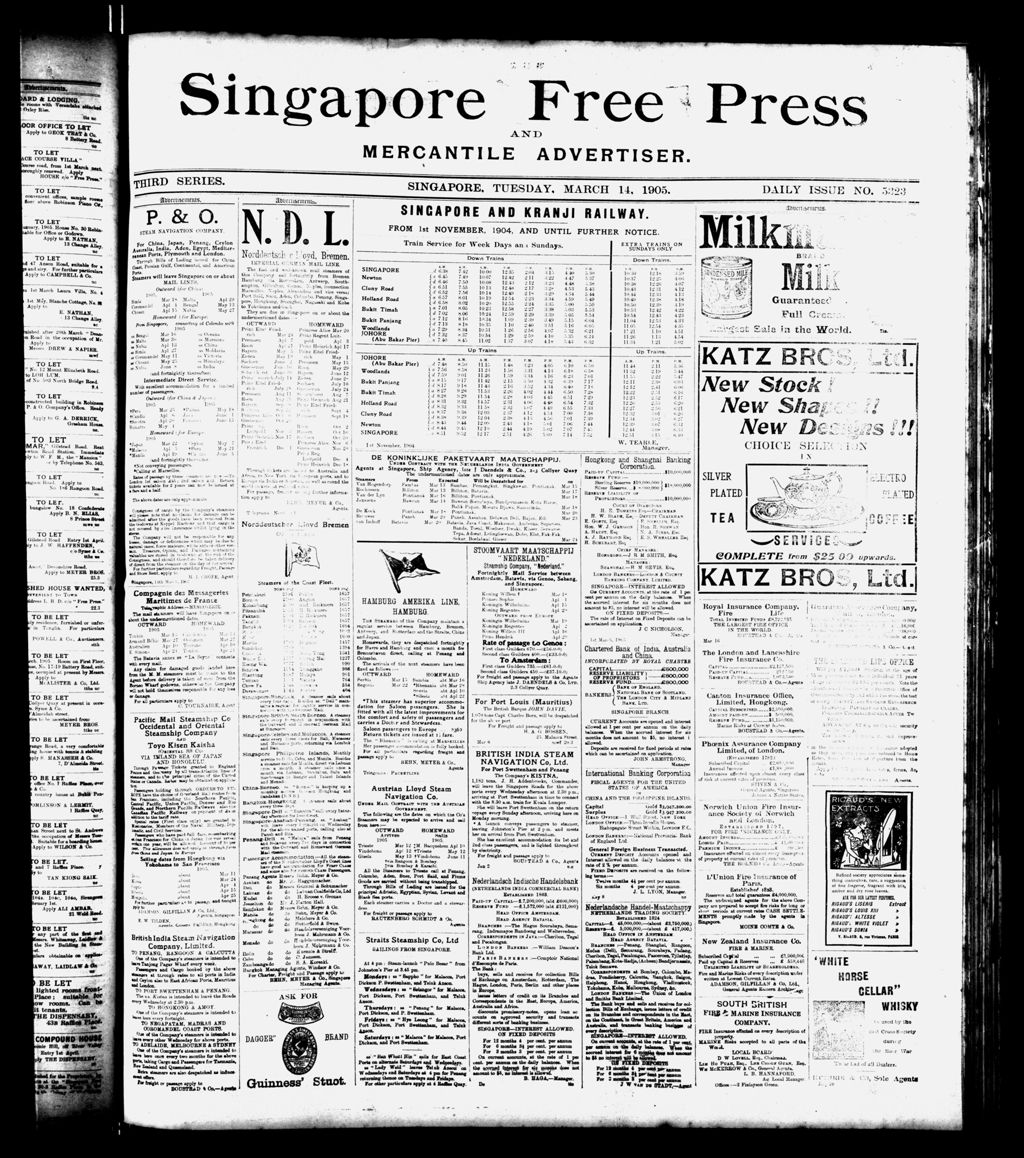 Miniature of Singapore Free Press and Mercantile Advertiser 14 March 1905