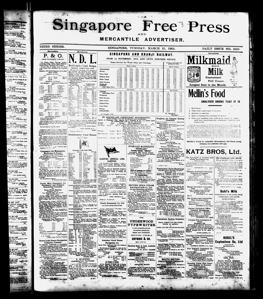 Miniature of Singapore Free Press and Mercantile Advertiser 21 March 1905