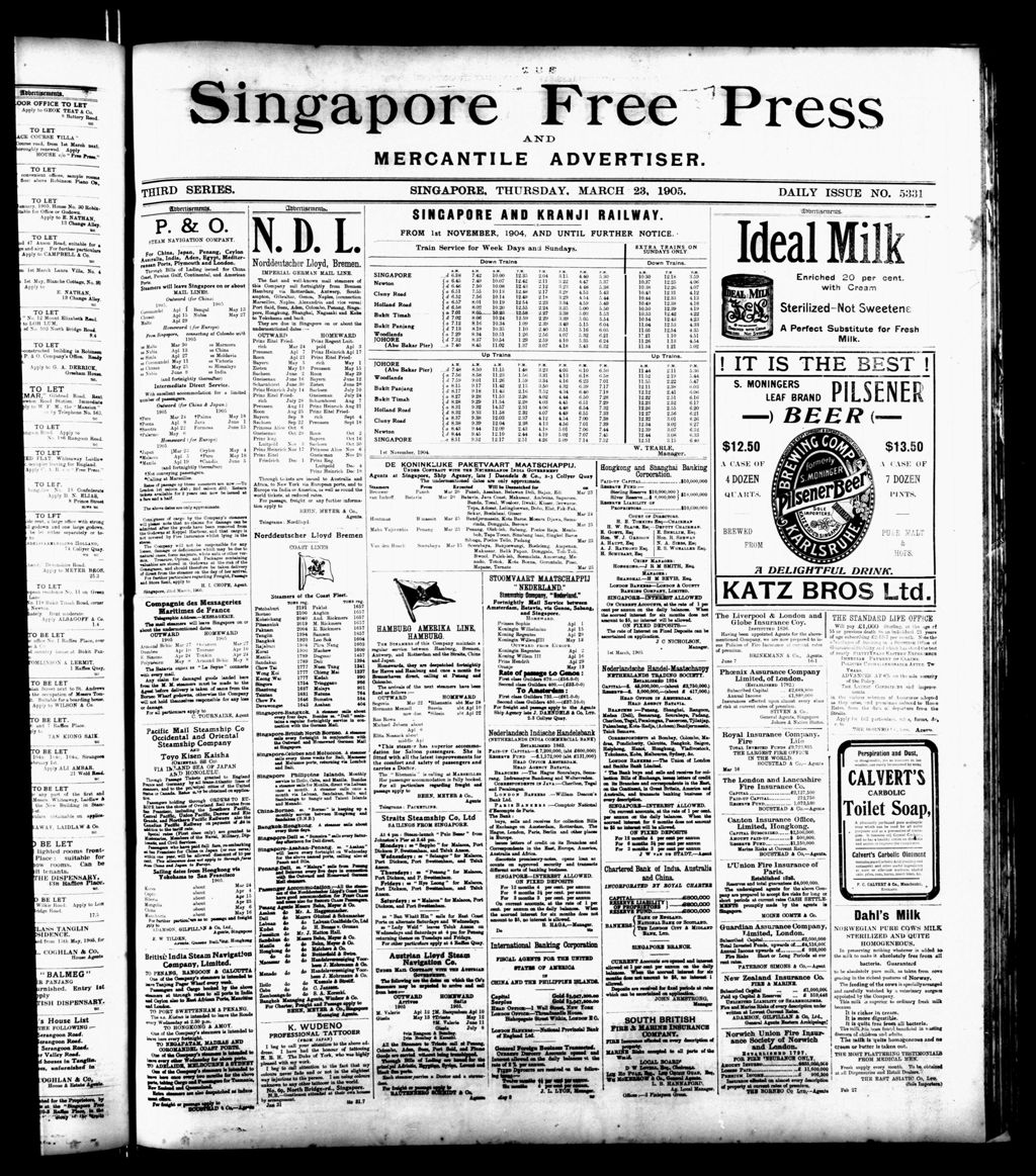 Miniature of Singapore Free Press and Mercantile Advertiser 23 March 1905