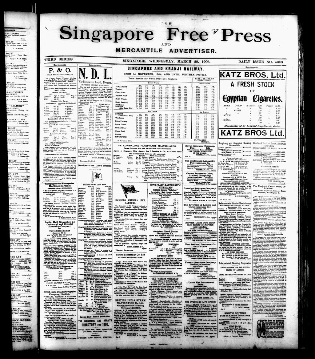 Miniature of Singapore Free Press and Mercantile Advertiser 29 March 1905