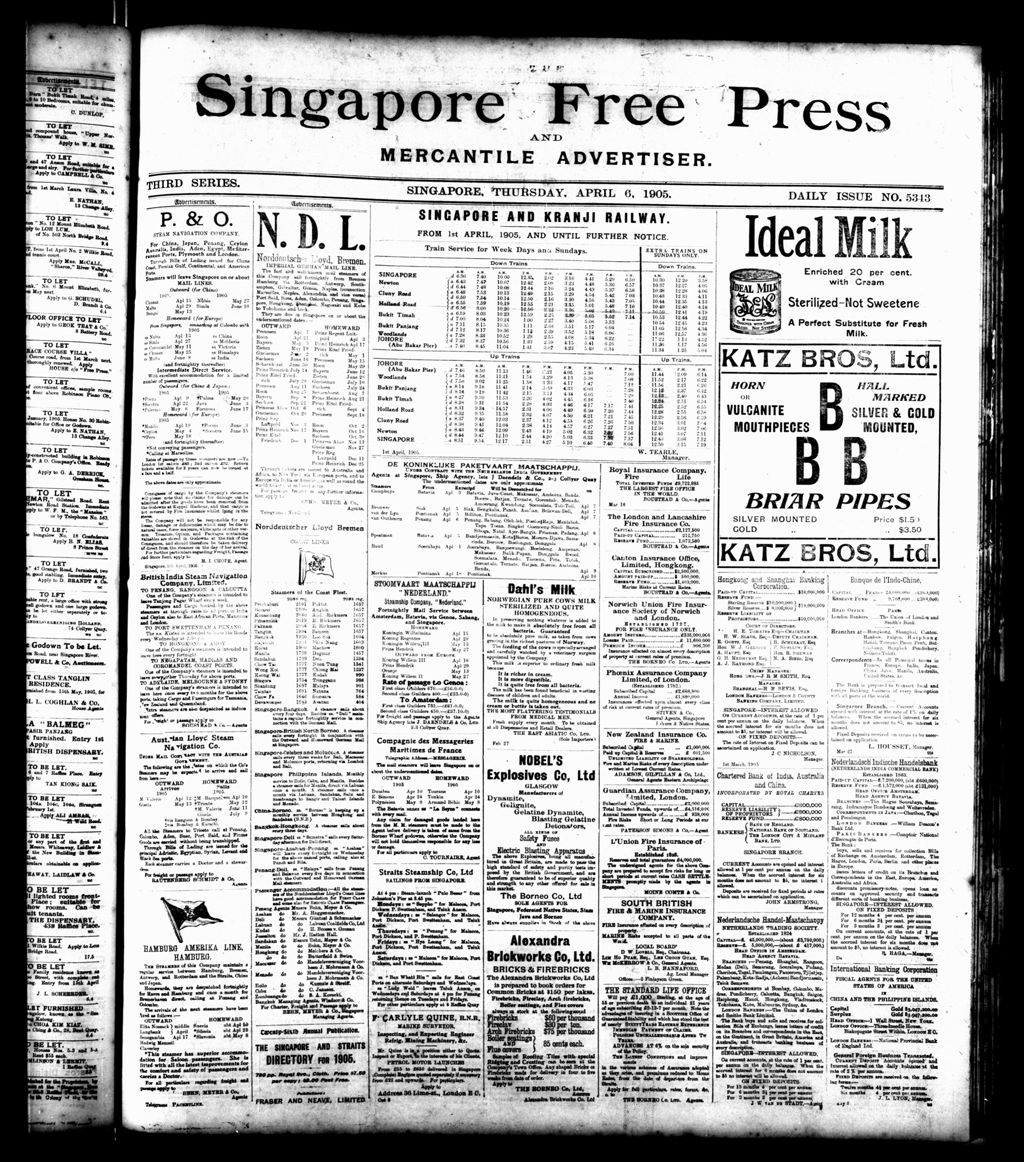 Miniature of Singapore Free Press and Mercantile Advertiser 06 April 1905