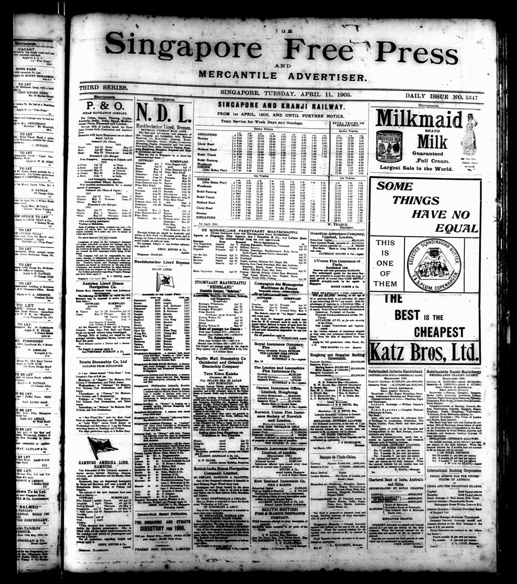 Miniature of Singapore Free Press and Mercantile Advertiser 11 April 1905