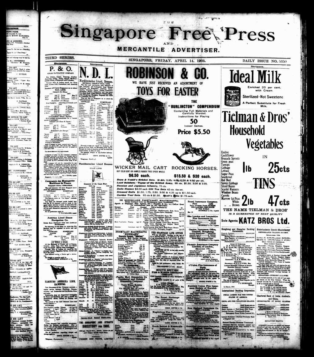 Miniature of Singapore Free Press and Mercantile Advertiser 14 April 1905