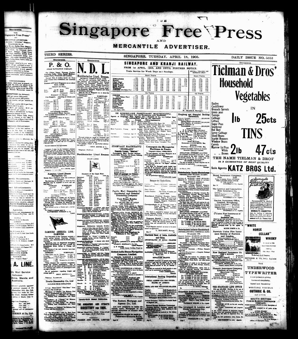 Miniature of Singapore Free Press and Mercantile Advertiser 18 April 1905