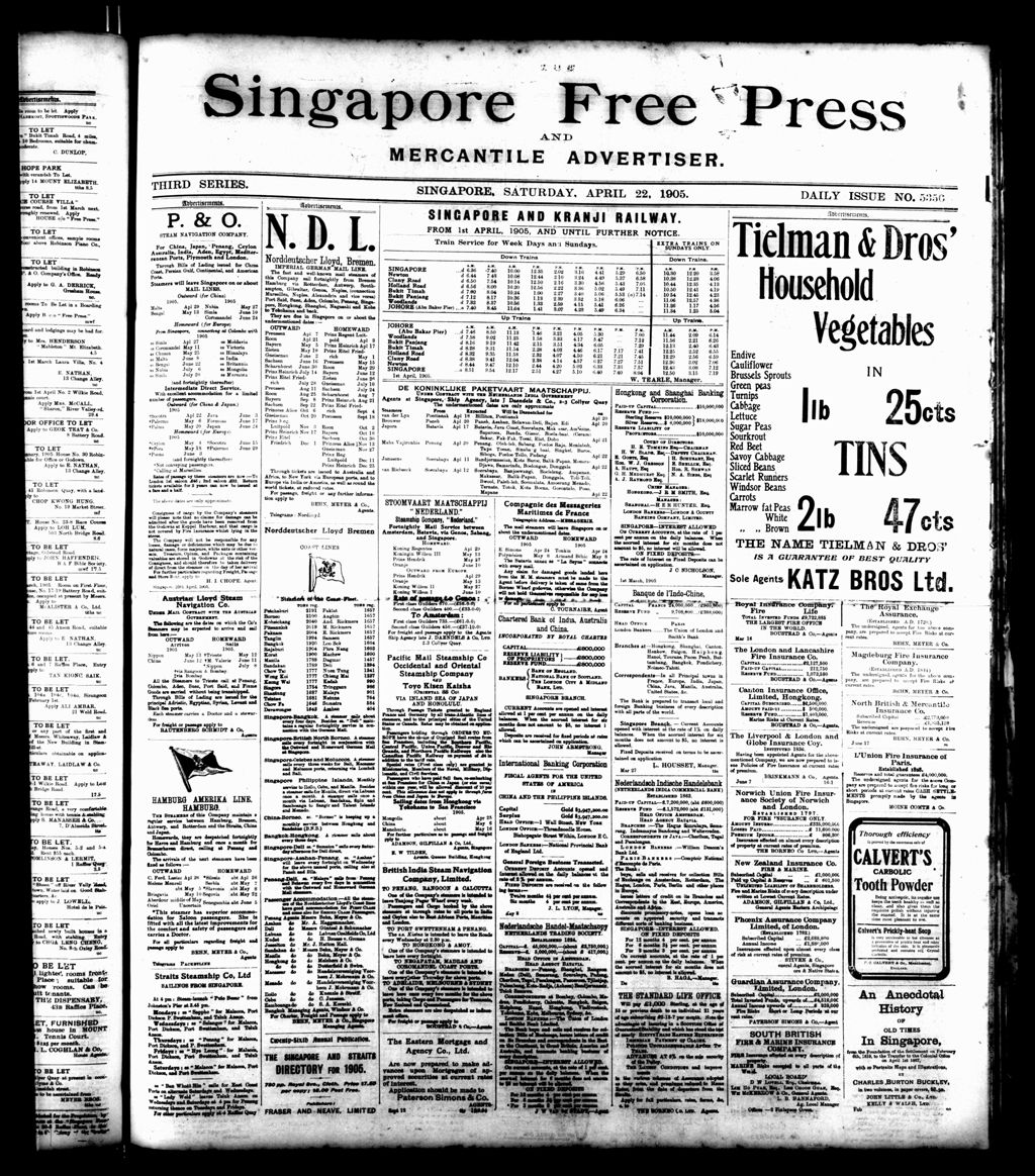 Miniature of Singapore Free Press and Mercantile Advertiser 22 April 1905