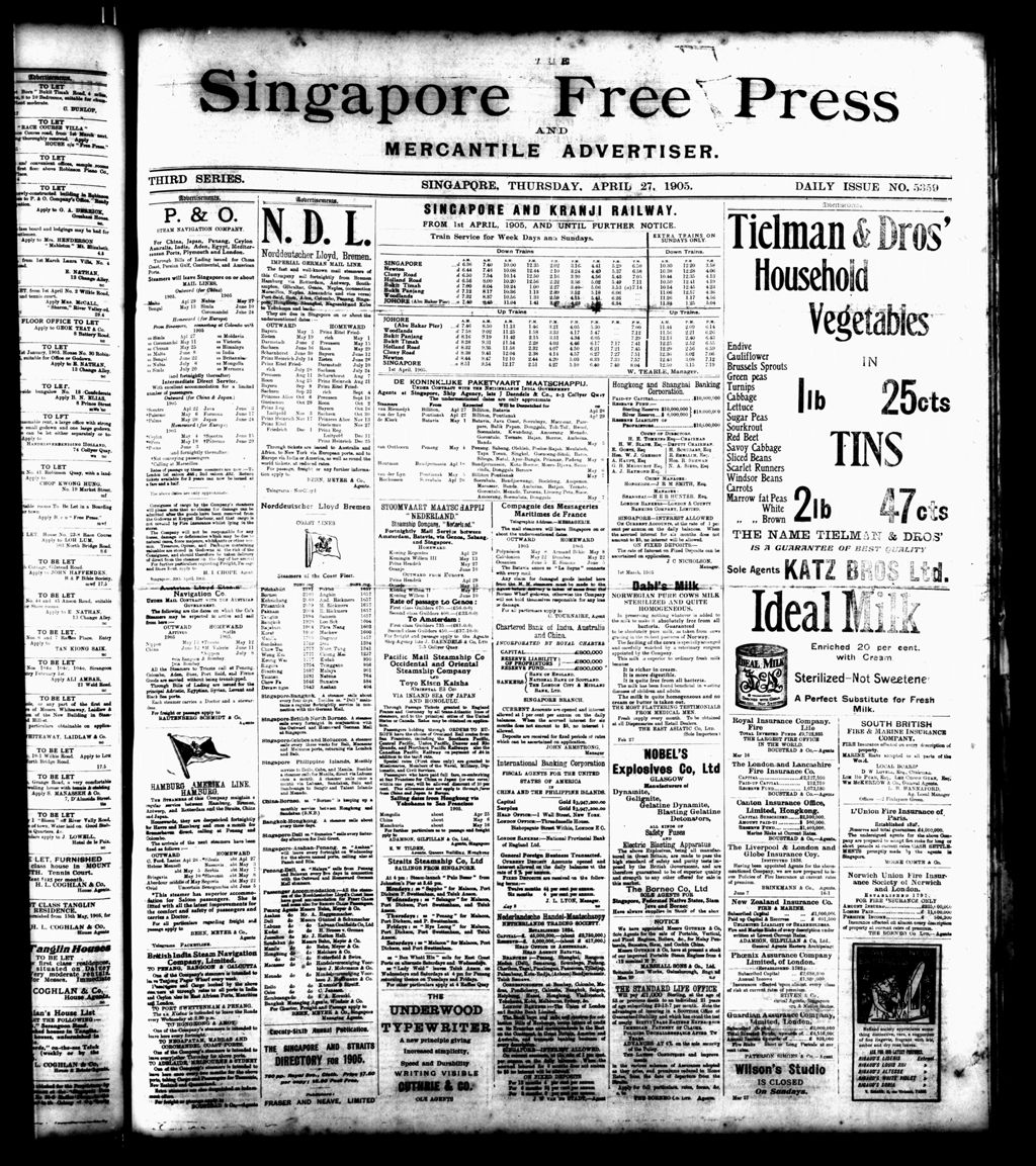 Miniature of Singapore Free Press and Mercantile Advertiser 27 April 1905