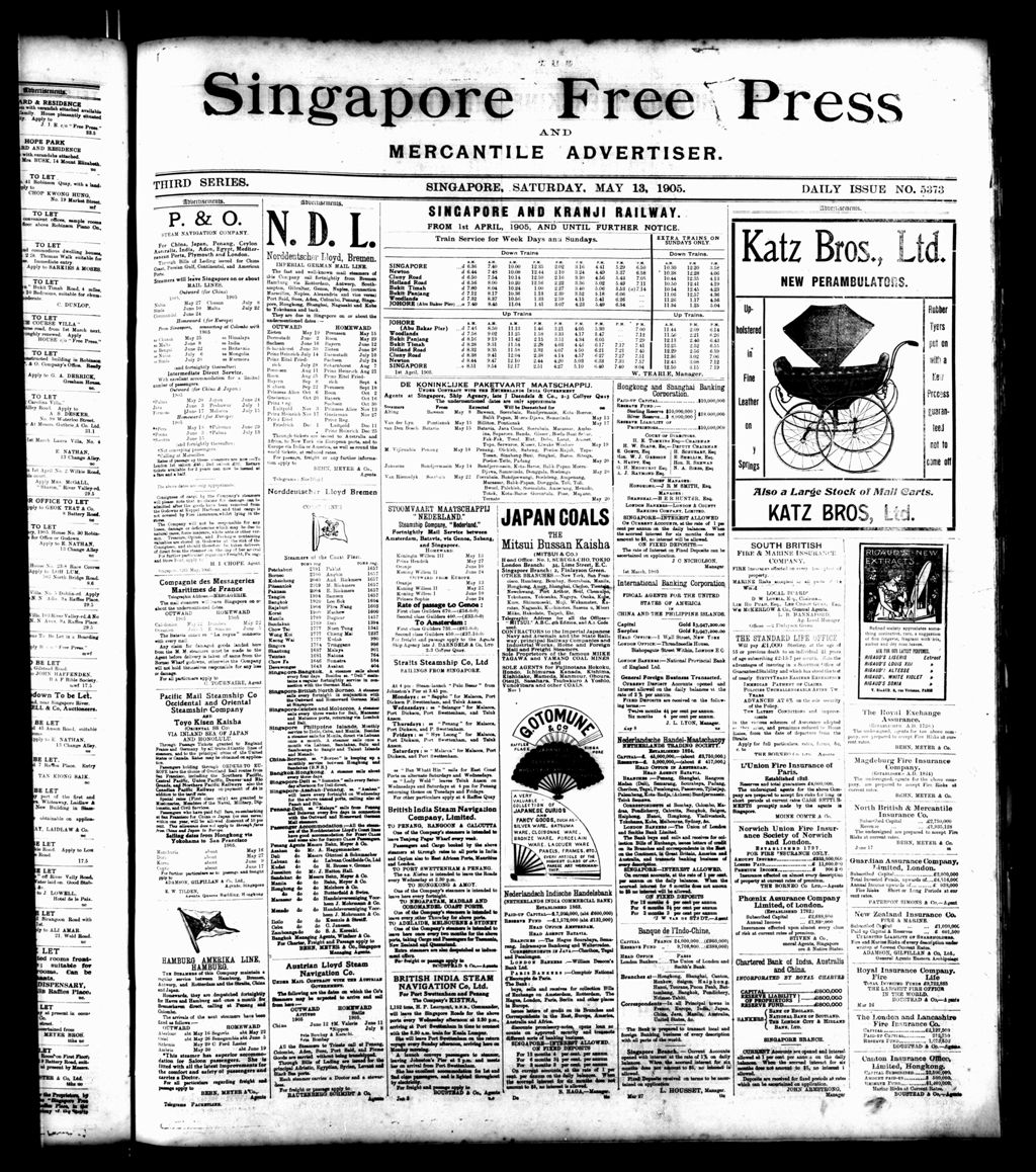 Miniature of Singapore Free Press and Mercantile Advertiser 13 May 1905