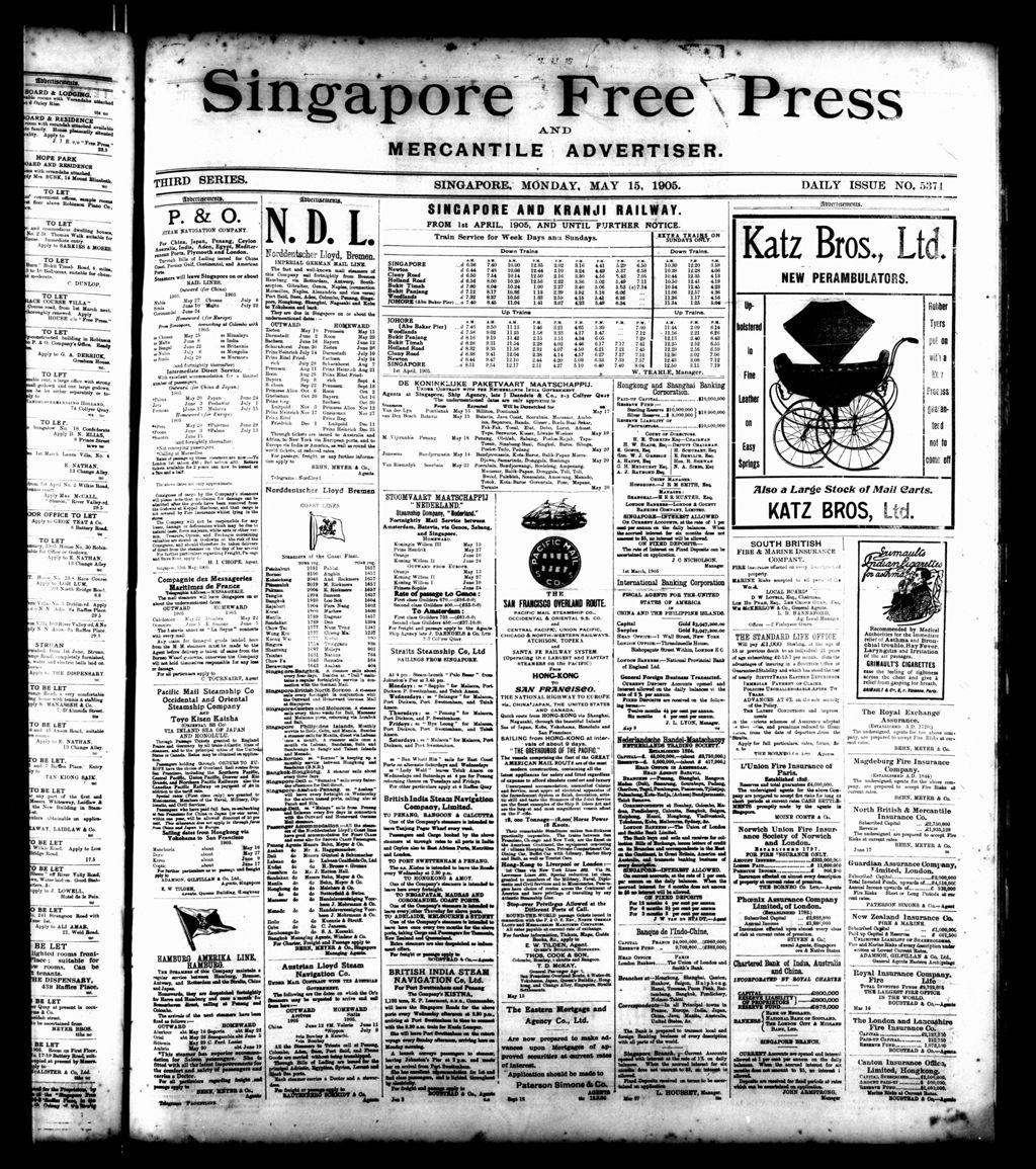 Miniature of Singapore Free Press and Mercantile Advertiser 15 May 1905