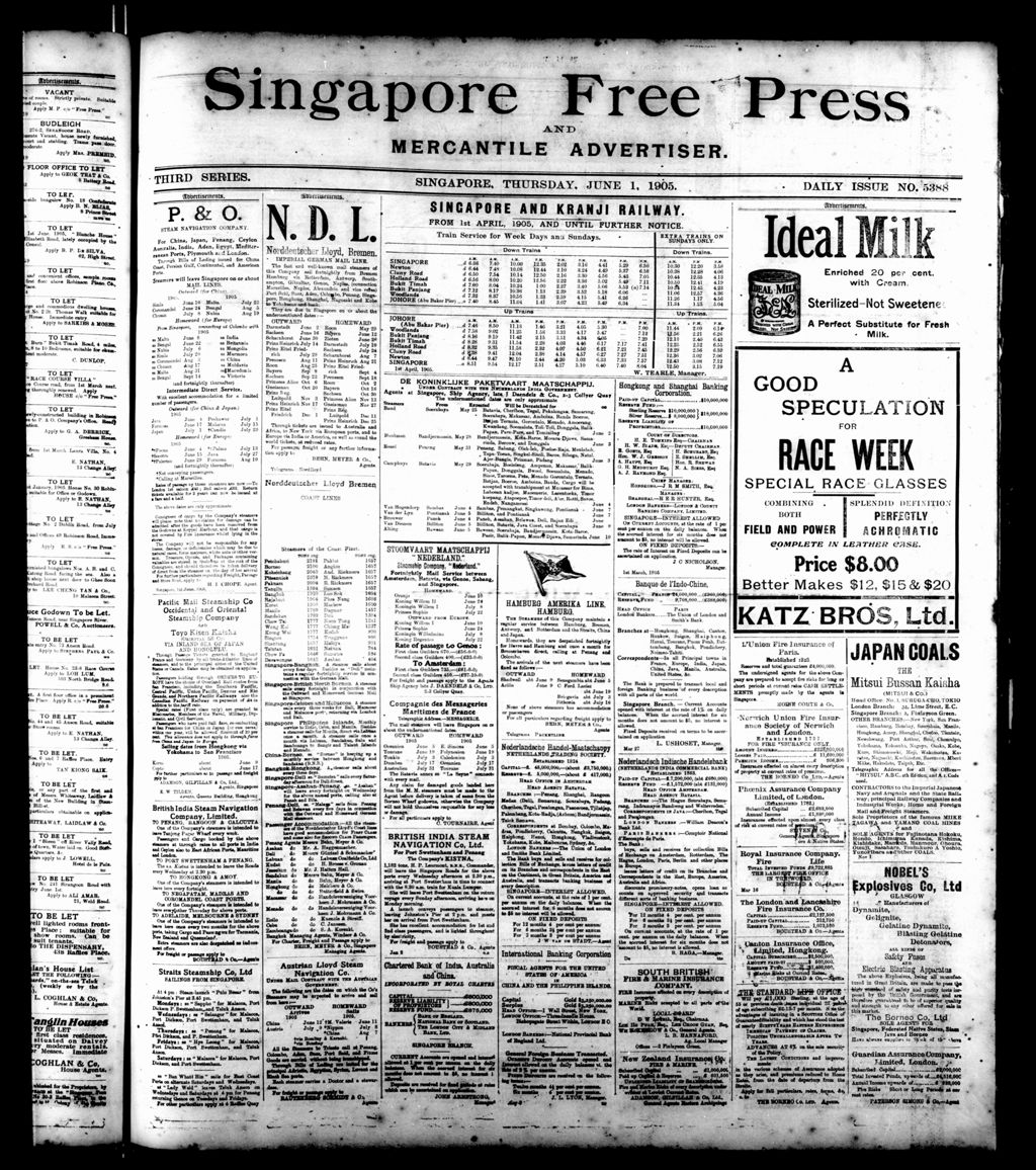 Miniature of Singapore Free Press and Mercantile Advertiser 01 June 1905