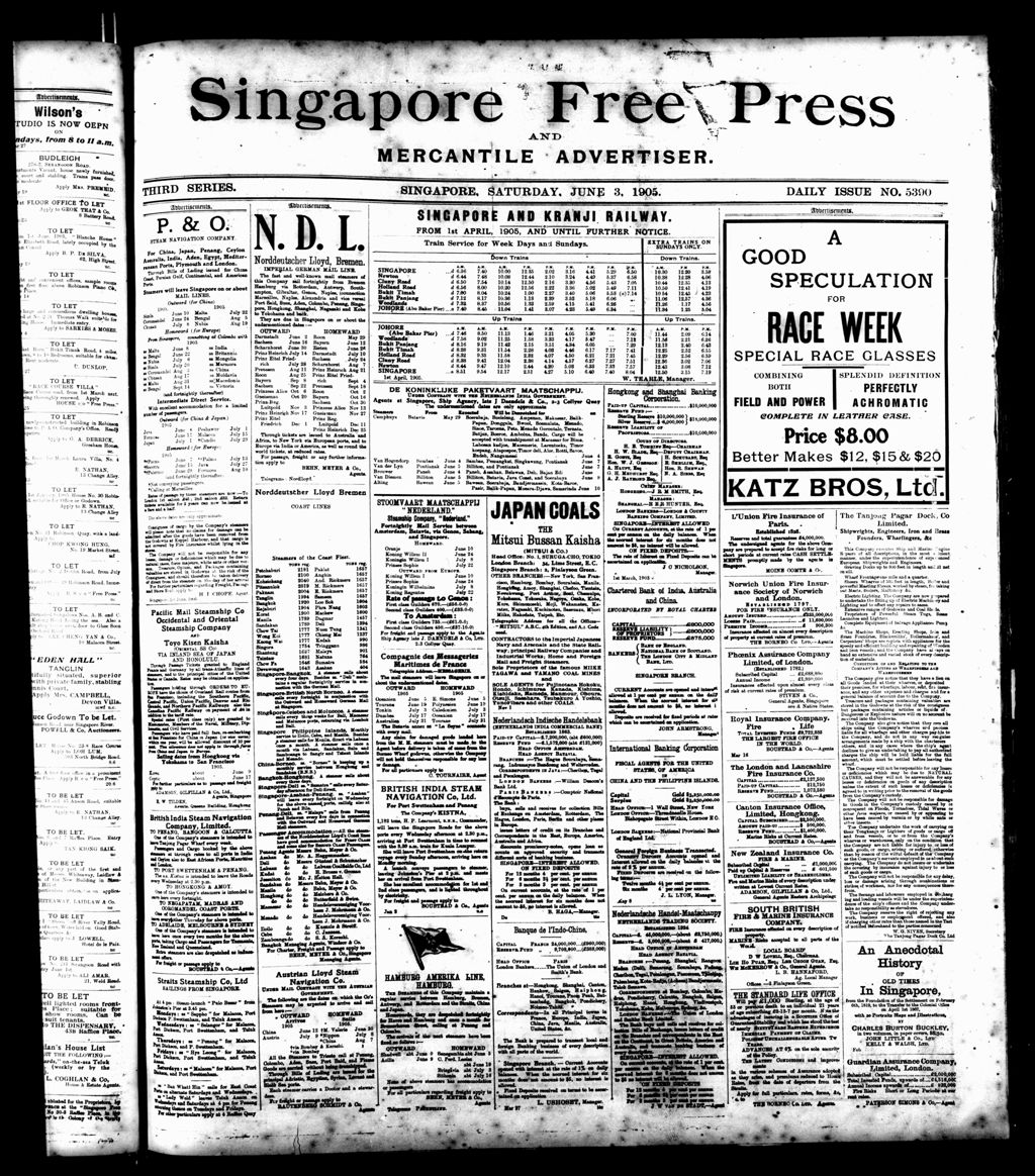 Miniature of Singapore Free Press and Mercantile Advertiser 03 June 1905