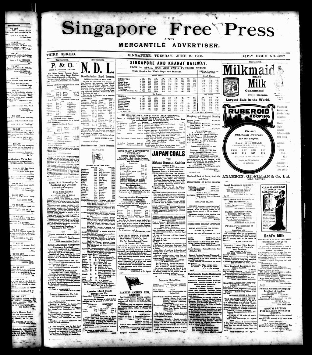 Miniature of Singapore Free Press and Mercantile Advertiser 06 June 1905