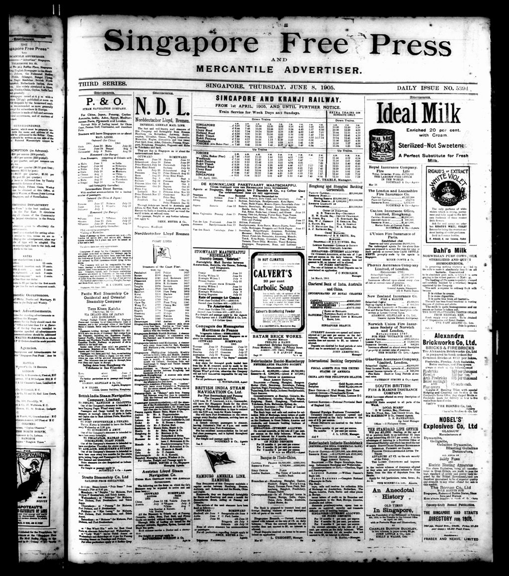 Miniature of Singapore Free Press and Mercantile Advertiser 08 June 1905