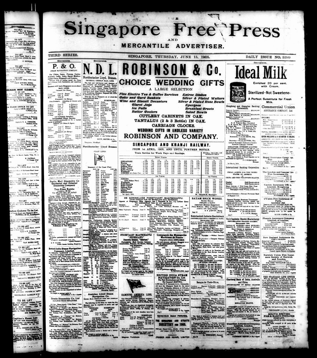 Miniature of Singapore Free Press and Mercantile Advertiser 15 June 1905