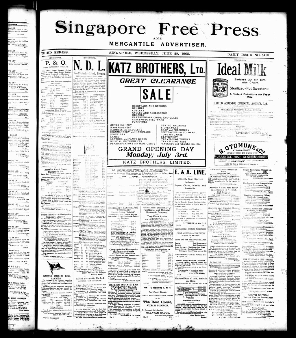 Miniature of Singapore Free Press and Mercantile Advertiser 28 June 1905