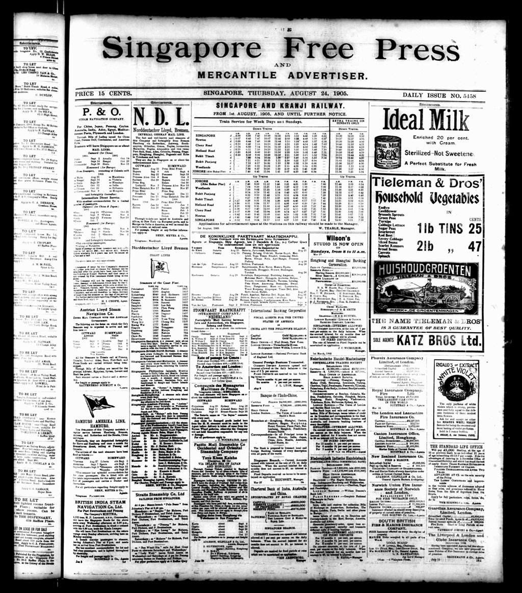 Miniature of Singapore Free Press and Mercantile Advertiser 24 August 1905