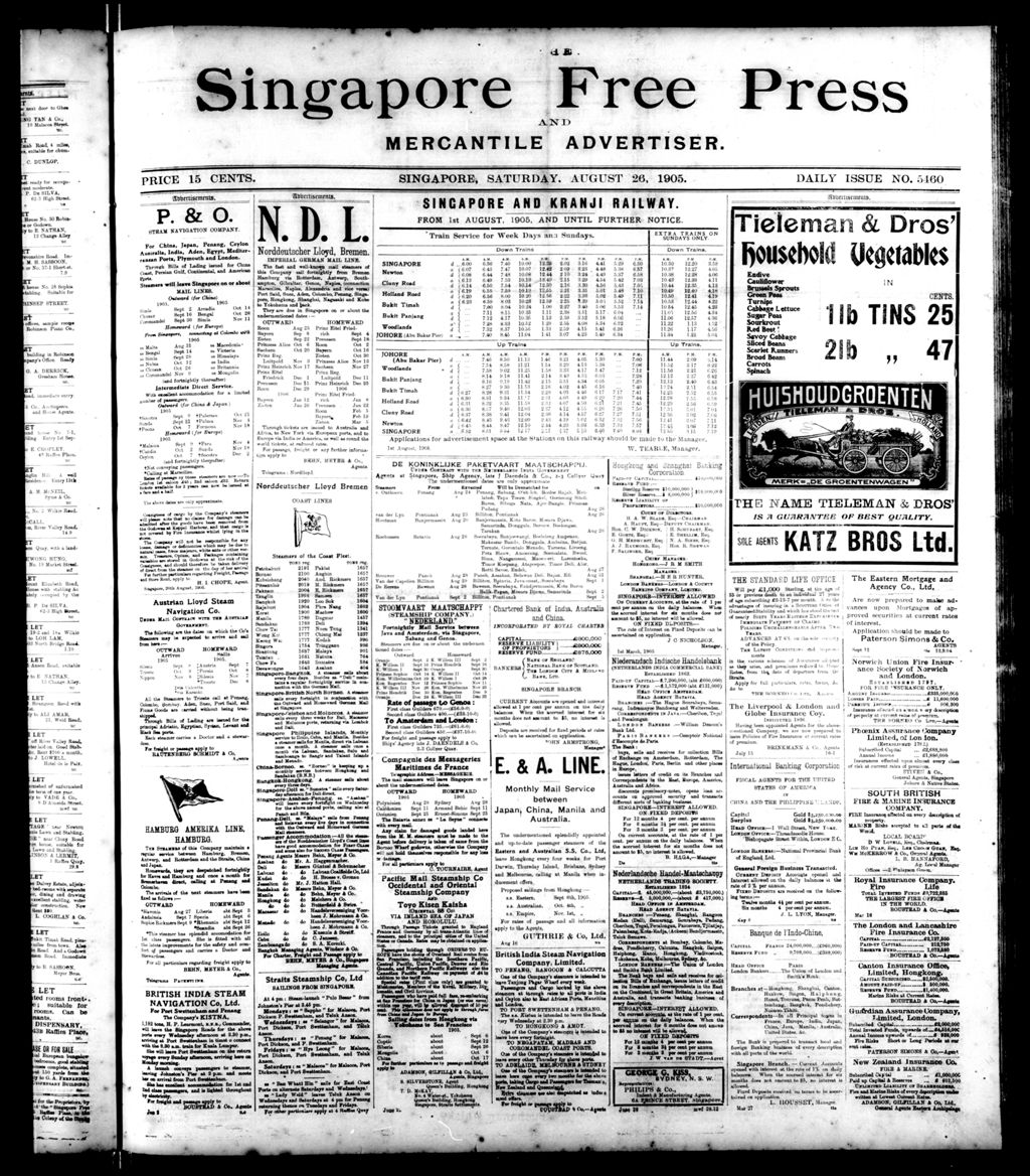 Miniature of Singapore Free Press and Mercantile Advertiser 26 August 1905