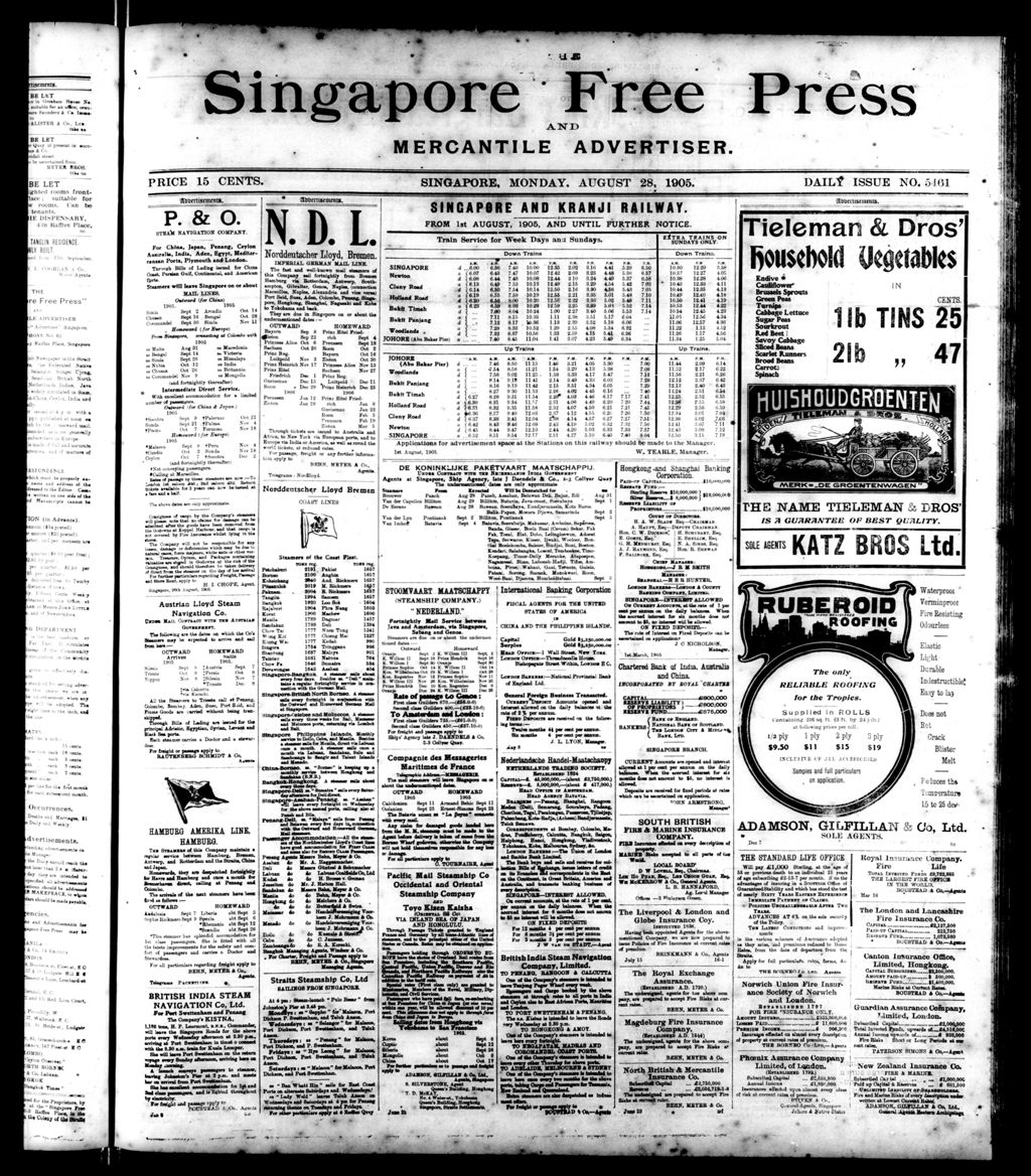 Miniature of Singapore Free Press and Mercantile Advertiser 28 August 1905