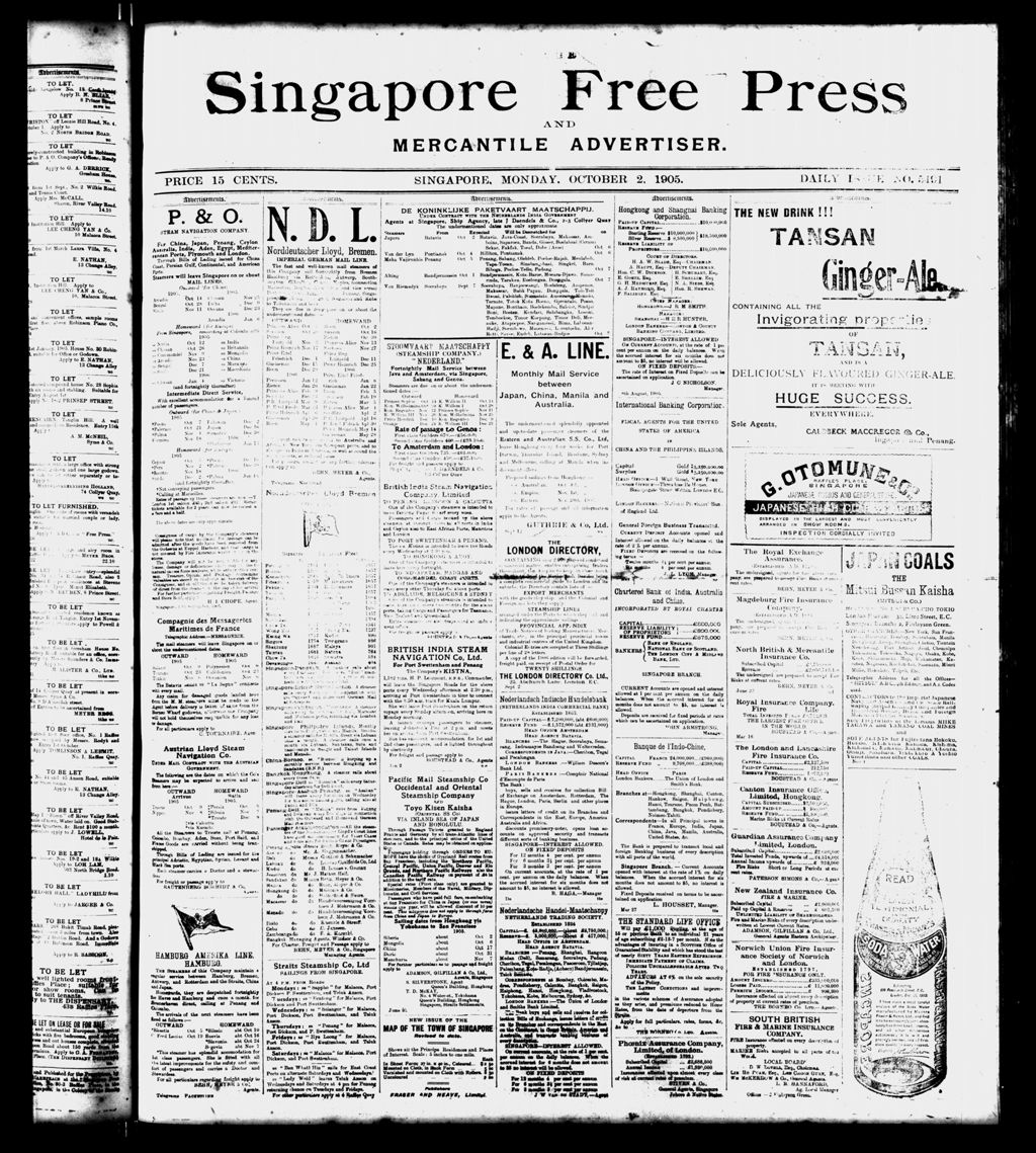 Miniature of Singapore Free Press and Mercantile Advertiser 02 October 1905