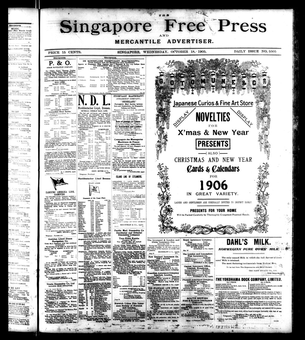 Miniature of Singapore Free Press and Mercantile Advertiser 18 October 1905