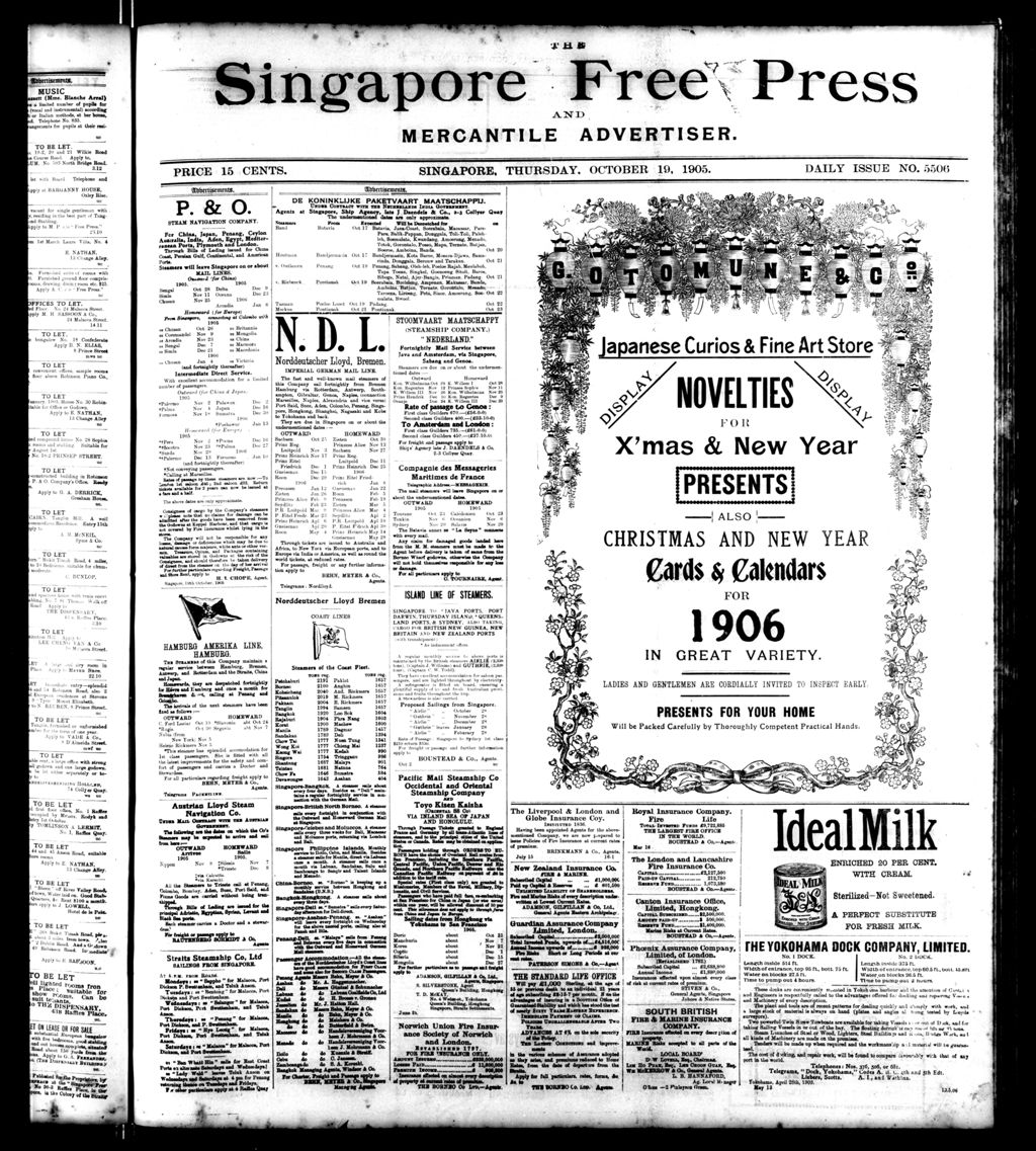 Miniature of Singapore Free Press and Mercantile Advertiser 19 October 1905