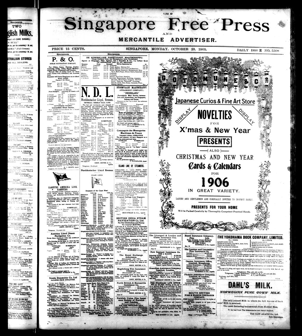 Miniature of Singapore Free Press and Mercantile Advertiser 23 October 1905