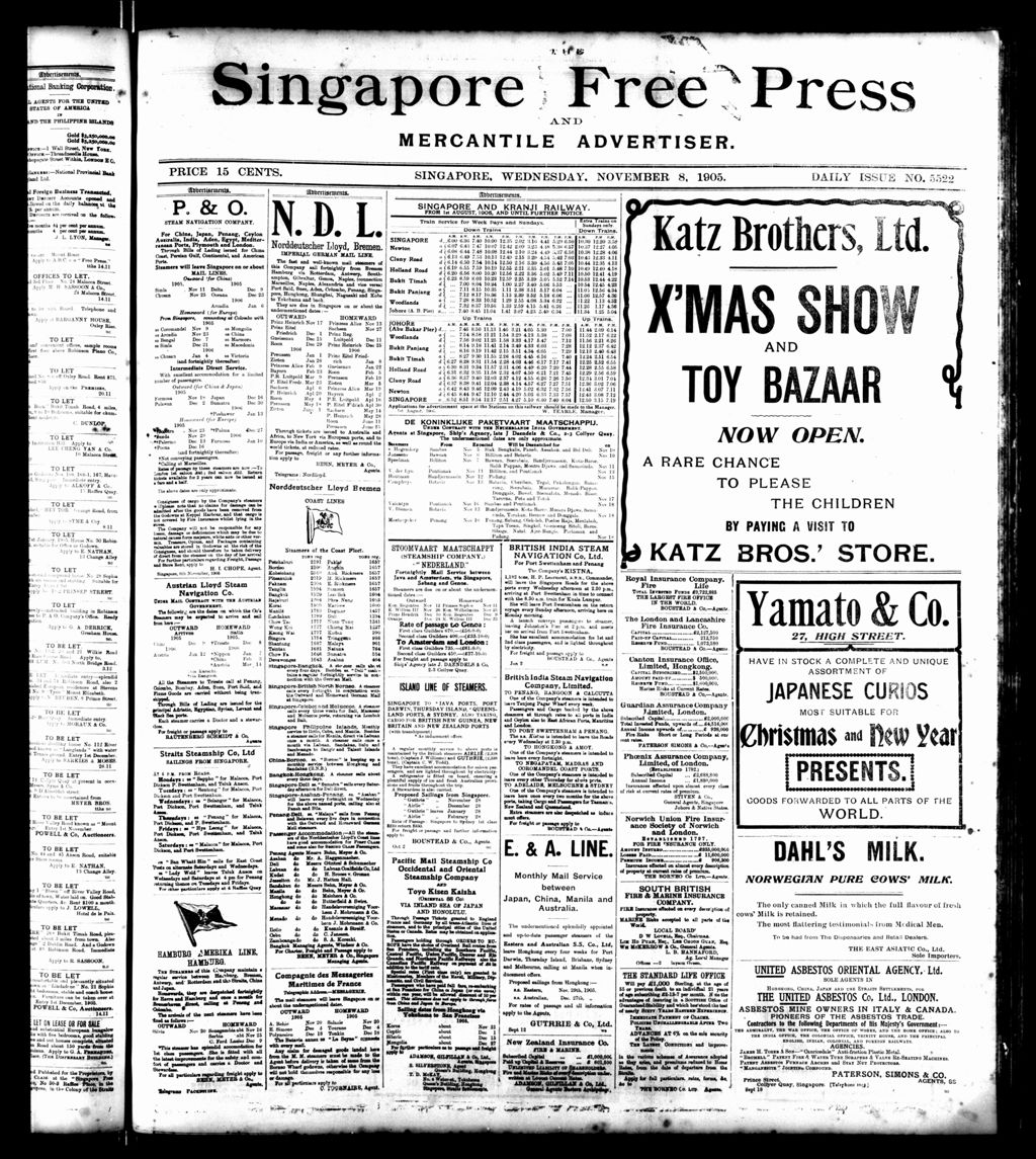 Miniature of Singapore Free Press and Mercantile Advertiser 08 November 1905