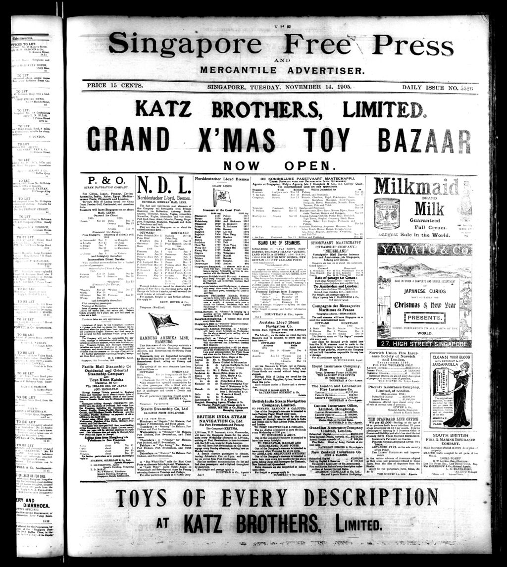 Miniature of Singapore Free Press and Mercantile Advertiser 14 November 1905